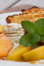 Spiked Peaches with Grilled Pound Cake